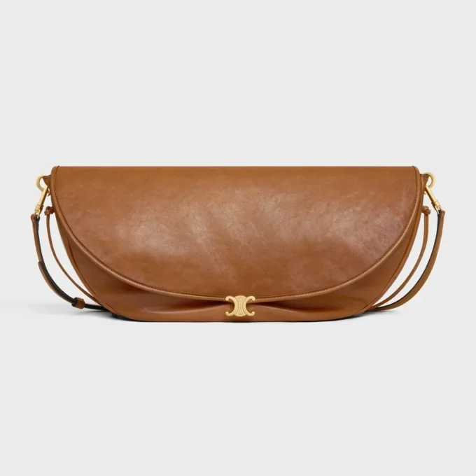 Halfmoon Soft Triomphe-tas van soepel, glanzend lamsleer