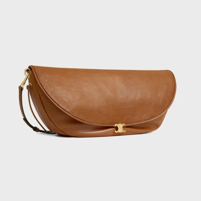 Halfmoon Soft Triomphe-tas van soepel, glanzend lamsleer