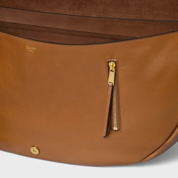 Halfmoon Soft Triomphe-tas van soepel, glanzend lamsleer