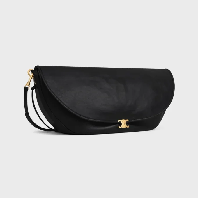 Halfmoon Soft Triomphe-tas van soepel, glanzend lamsleer