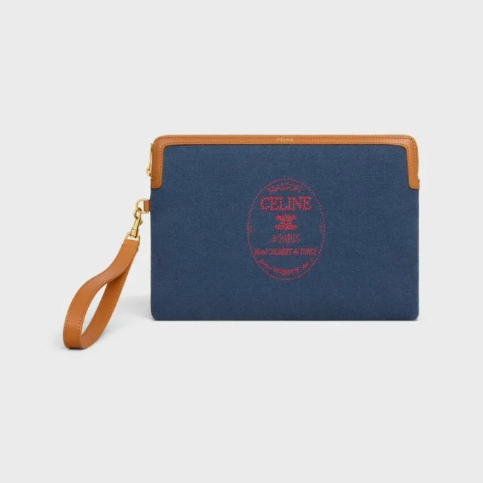 Klein zakje met riem Cuir Triomphe in textiel met borduursel