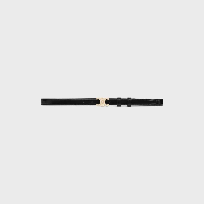 Kleine 18 mm Triomphe-riem met strass in Taurillon-leer