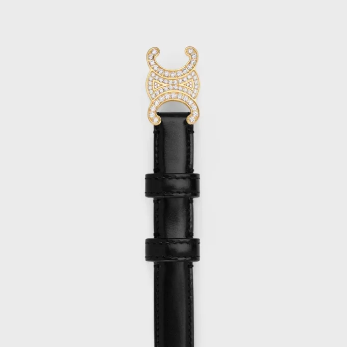 Kleine 18 mm Triomphe-riem met strass in Taurillon-leer