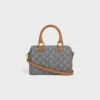 Kleine Boston-tas in Triomphe-jacquard en kalfsleer