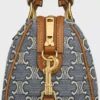 Kleine Boston-tas in Triomphe-jacquard en kalfsleer