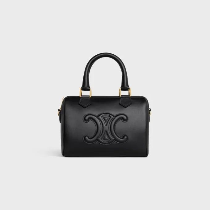 Kleine Boston-tas van glad kalfsleer