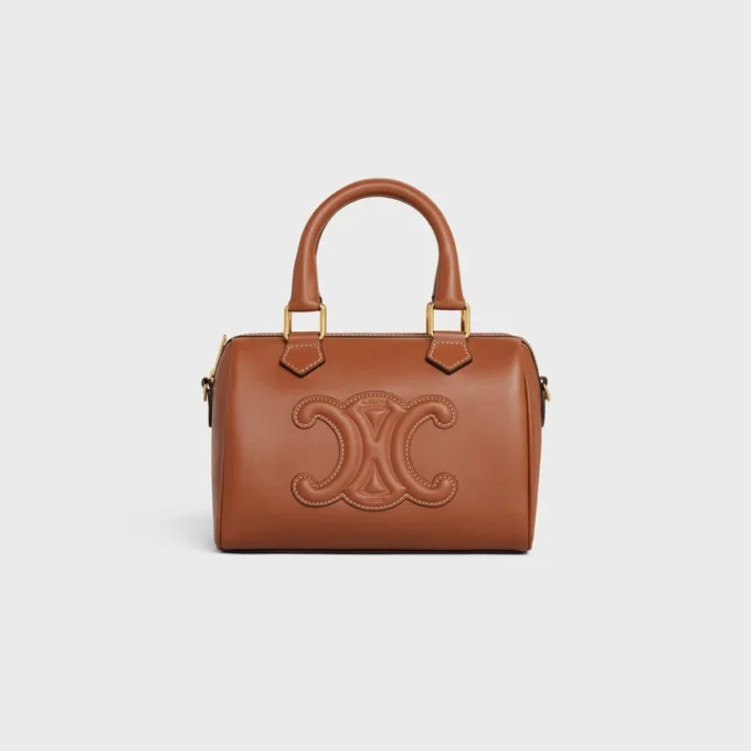 Kleine Boston-tas van glad kalfsleer