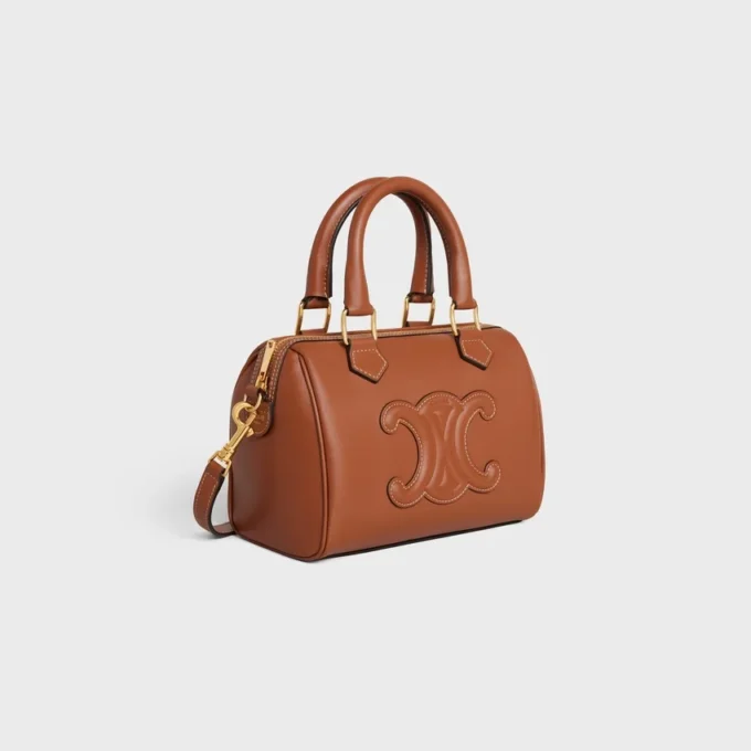 Kleine Boston-tas van glad kalfsleer