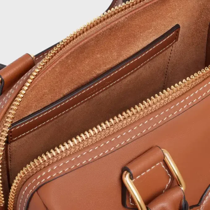 Kleine Boston-tas van glad kalfsleer