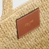 Kleine Cabas Thais van raffia en kalfsleer