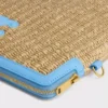 Kleine etui met riem van textiel met raffia-effect en kalfsleer