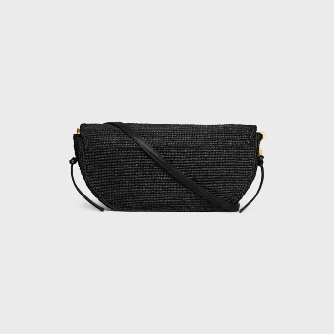 Kleine halve maan Soft Triomphe van raffia en lamsleer
