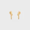 Kleine hoepels met knoop in messing met gouden afwerking