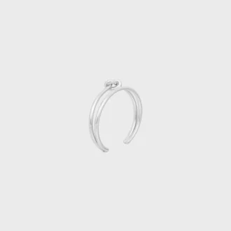 Knot Double Cuff in messing met rhodiumafwerking