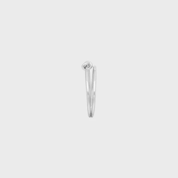 Knot Double Cuff in messing met rhodiumafwerking