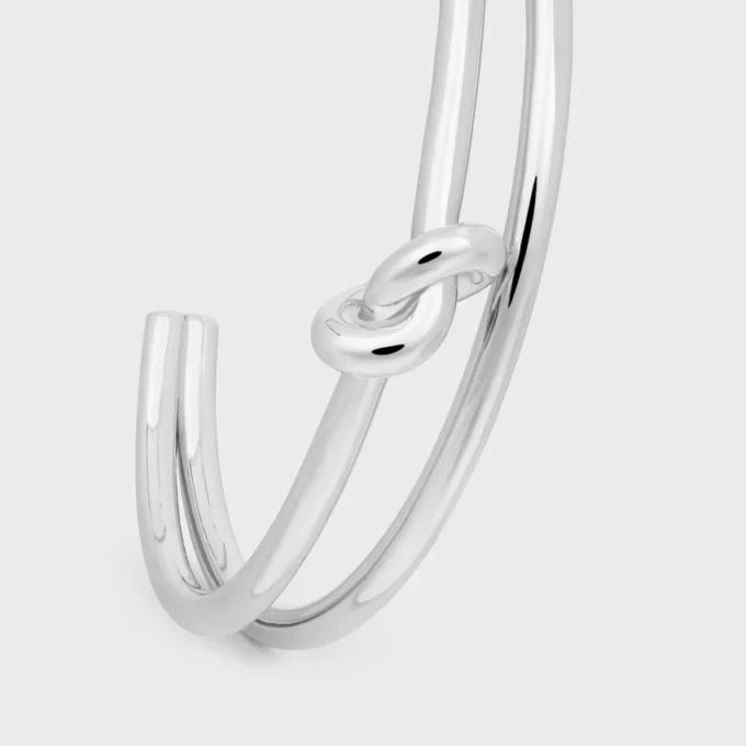 Knot Double Cuff in messing met rhodiumafwerking