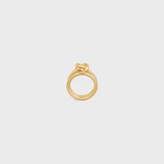 Knot Double Ring in messing met gouden afwerking