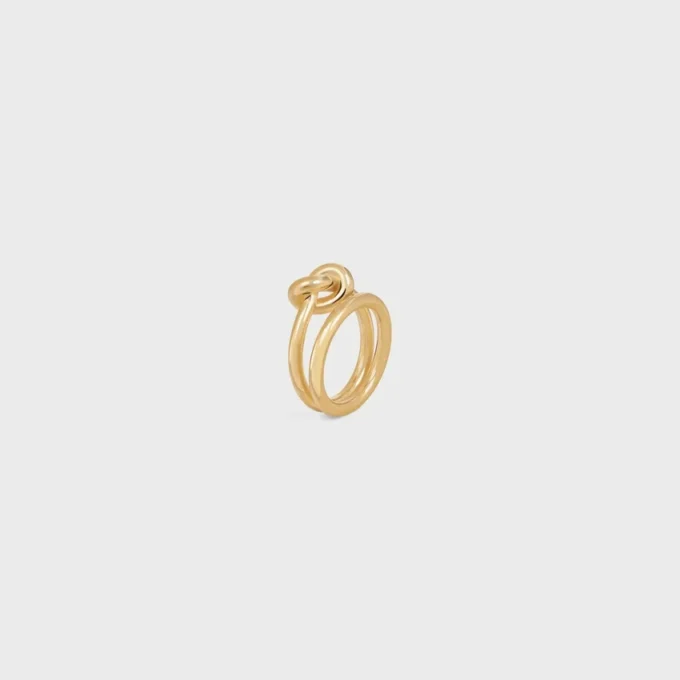 Knot Double Ring in messing met gouden afwerking