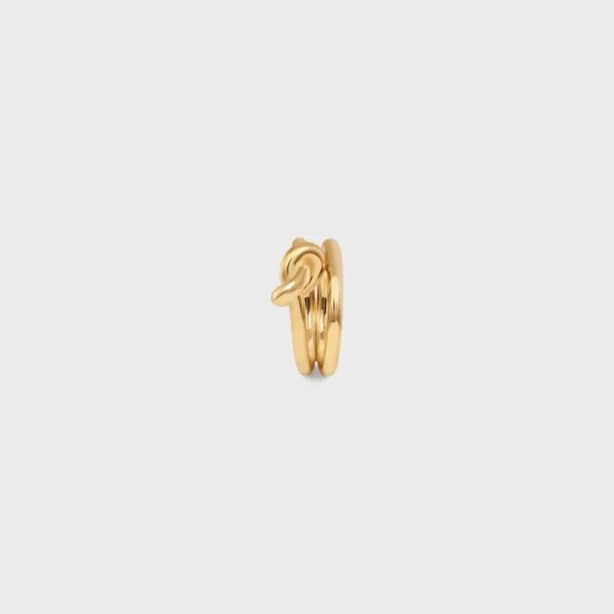 Knot Double Ring in messing met gouden afwerking