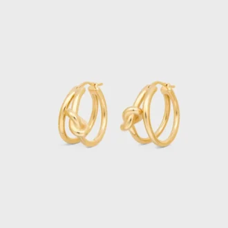 Knot dubbele hoepels van messing met gouden afwerking