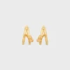 Knot dubbele hoepels van messing met gouden afwerking