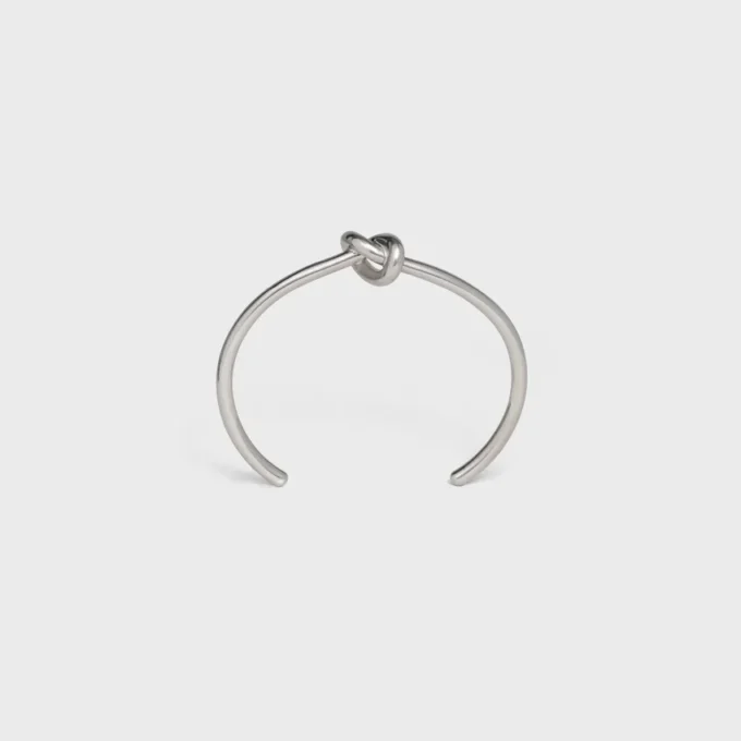 Knot extra dunne armband van messing met rhodiumafwerking