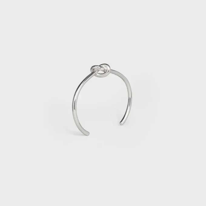 Knot extra dunne armband van messing met rhodiumafwerking