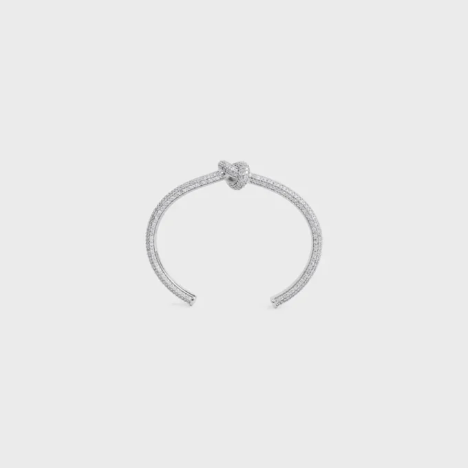 Knot Sparkle-armband van strass en messing met rhodiumafwerking
