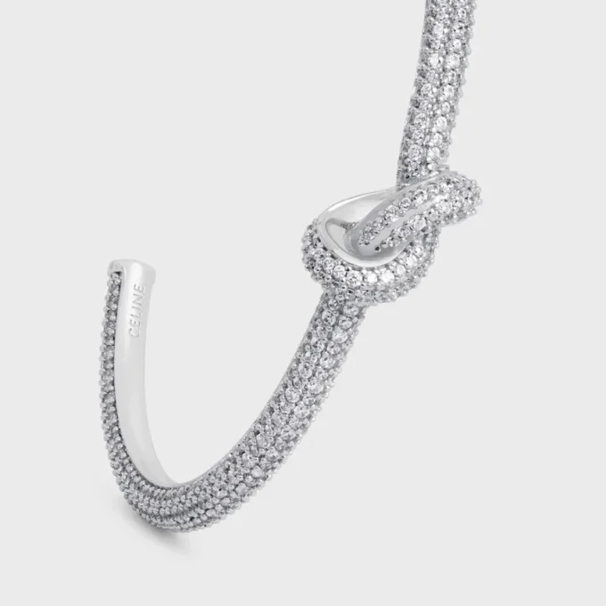 Knot Sparkle-armband van strass en messing met rhodiumafwerking