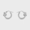 Knot Sparkle Hoops in strass en messing met rhodiumafwerking