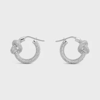 Knot Sparkle Hoops in strass en messing met rhodiumafwerking