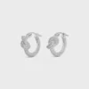 Knot Sparkle Hoops in strass en messing met rhodiumafwerking