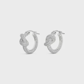 Knot Sparkle Hoops in strass en messing met rhodiumafwerking