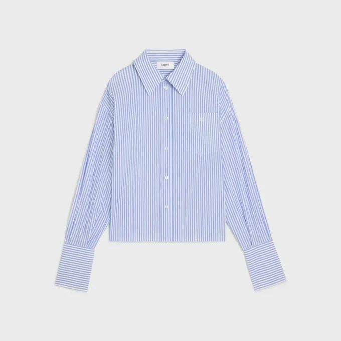 Kort shirt van gestreept katoenpopeline