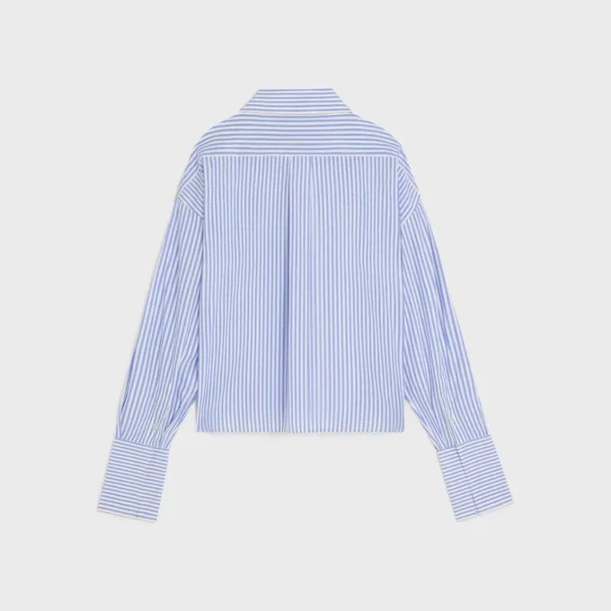 Kort shirt van gestreept katoenpopeline
