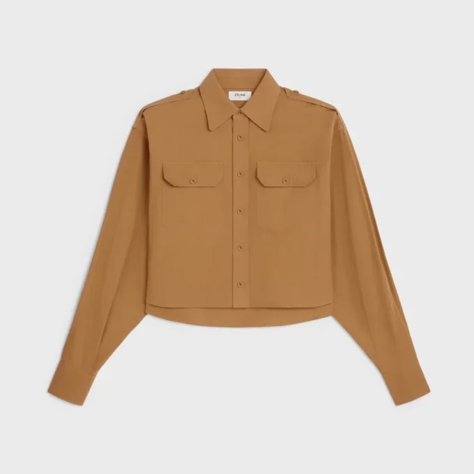 Kort shirt van katoen en linnen