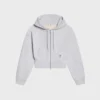 Korte hoodie met ritssluiting van katoenfleece