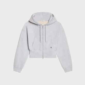 Korte hoodie met ritssluiting van katoenfleece