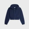 Korte hoodie met ritssluiting van katoenfleece
