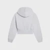 Korte hoodie met ritssluiting van katoenfleece