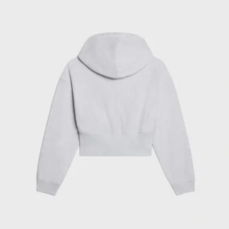 Korte hoodie met ritssluiting van katoenfleece