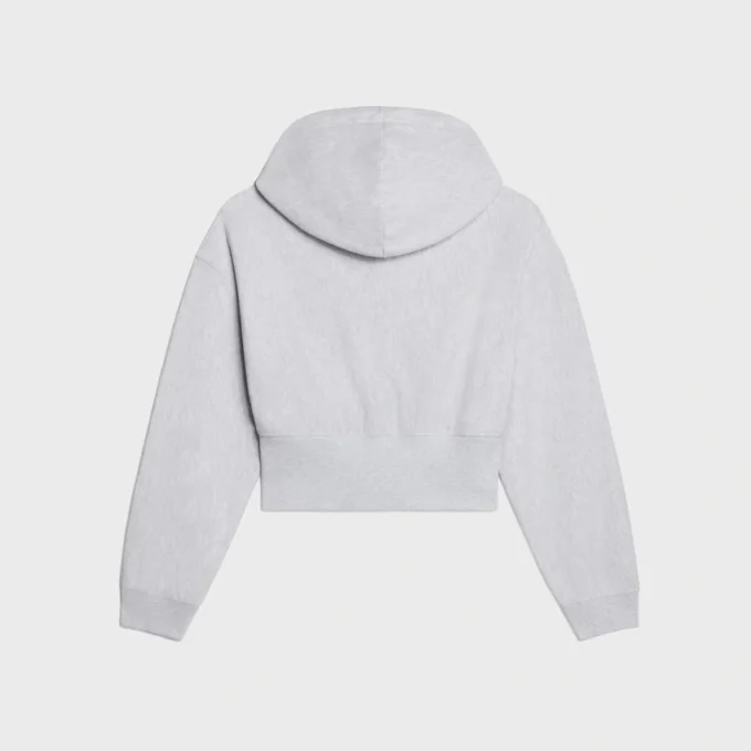 Korte hoodie met ritssluiting van katoenfleece