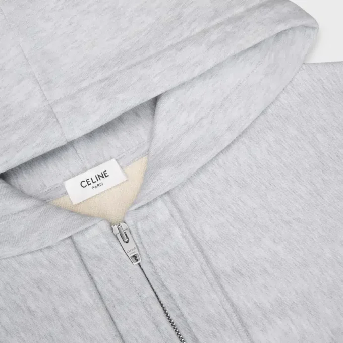 Korte hoodie met ritssluiting van katoenfleece