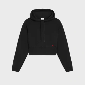 Korte hoodie van katoenfleece