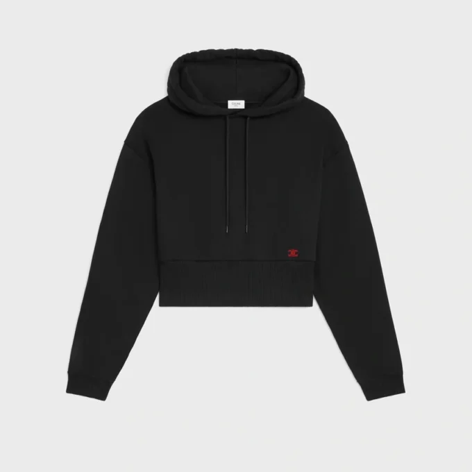 Korte hoodie van katoenfleece