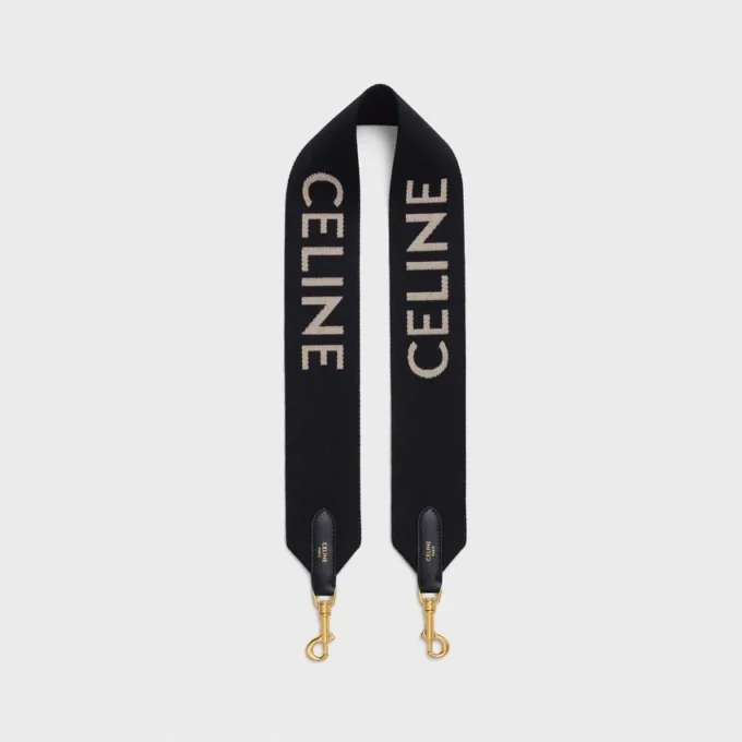 Korte riem van wol met CELINE-jacquard