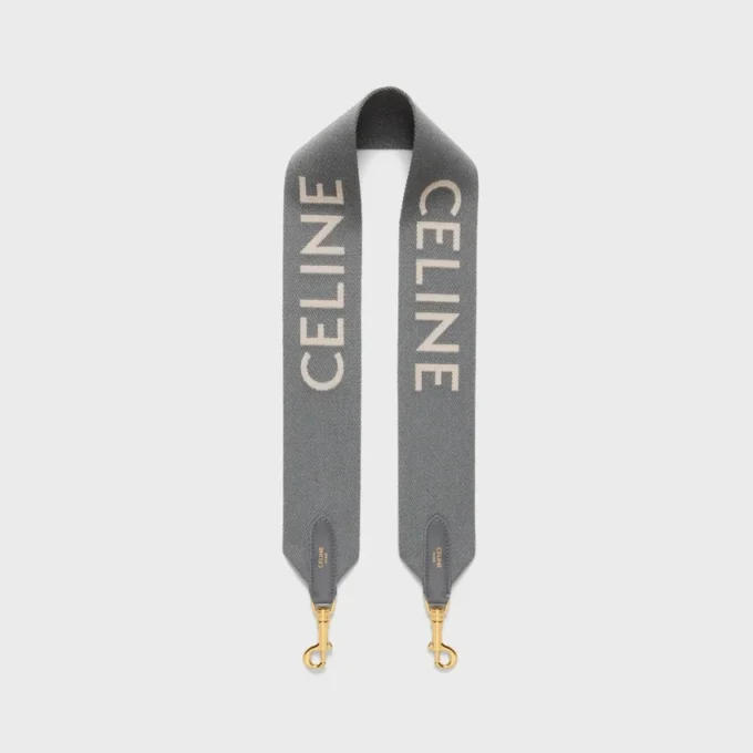 Korte riem van wol met CELINE-jacquard