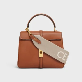Korte riem van wol met CELINE-jacquard en gouden afwerking