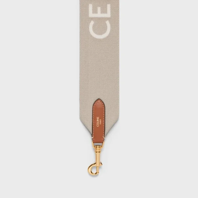 Korte riem van wol met CELINE-jacquard en gouden afwerking