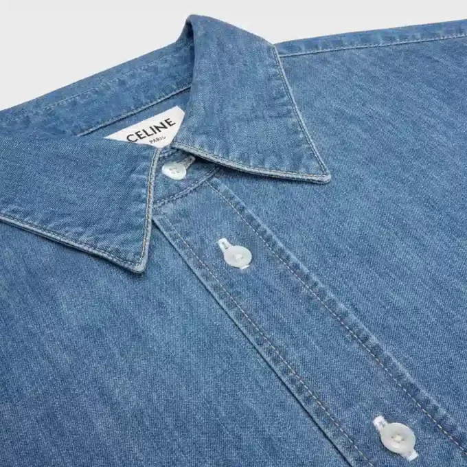 Kortmouwshirt van katoendenim Kortmouwshirt van katoendenim